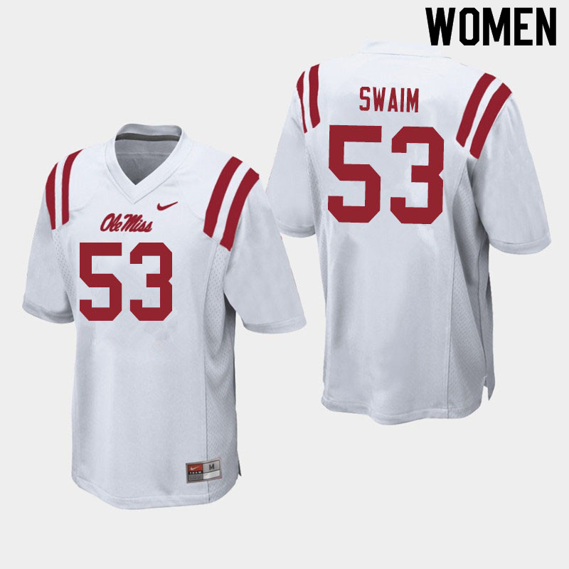 KC Swaim Ole Miss Rebels NCAA Women's White #53 Stitched Limited College Football Jersey PKS0858SD